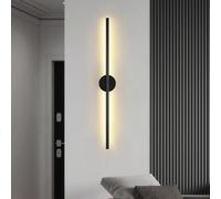 seamtop Lampade Da Parete Dimmerabili A Striscia Lunga, Lampada Applique Moderna Semplice Montata In Alluminio For Soggiorno Camera Letto - Illuminazione Di Sfondo(Black1,60cm)