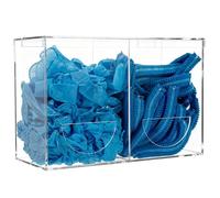 SEANADO Dispenser per guanti in acrilico trasparente con coperchio, 2 scomparti, per reti da barba, retine per capelli, sacchetti di plastica, copriscarpe, montaggio a parete o da tavolo
