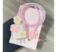 Seanai Custodia morbida in TPU trasparente per adattatori di alimentazione USB-C originali Apple 18W/20W, squisita protezione per cavi con motivo laser per iPhone 11 12 13 14 15 Pro Max, fiore rosa (5