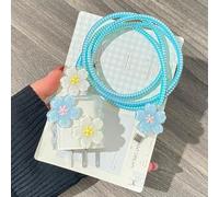 Seanai Custodia morbida in TPU trasparente per adattatori di alimentazione USB-C originali Apple 18W/20W, squisita protezione per cavi con motivo laser per iPhone 11 12 13 14 15 Pro Max, fiore blu (5