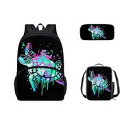 SEANATIVE 3 pz/set zaino scuola zaino casual con portapranzo astuccio per bambini adolescenti grande zaino da viaggio, Tartaruga Acquerello