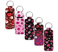 SEANATIVE 5 portachiavi da donna con clip per Chapstick, portachiavi, rossetto, balsamo per labbra, Labbra rosse., Taglia unica