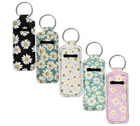SEANATIVE 5 portachiavi da donna con clip per Chapstick, portachiavi, rossetto, balsamo per labbra, Margherita, Taglia unica