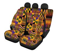 SEANATIVE Accessori per sedili universali per auto africani tradizionali stampati coprisedili per auto elastici a secchiello cuscini per sedile in stile retrò 3 pezzi
