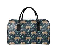 SEANATIVE Borsa da viaggio per il fine settimana per le donne Mens Duffle Totes PU Leather Bagagli Bag Grande Capacità Organizer Storage, bradipo marrone.