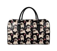 SEANATIVE Borsa da viaggio per il fine settimana per le donne Mens Duffle Totes PU Leather Bagagli Bag Grande Capacità Organizer Storage, Carlino nero