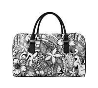 SEANATIVE Borsa da viaggio per il fine settimana per le donne Mens Duffle Totes PU Leather Bagagli Bag Grande Capacità Organizer Storage, Polinesiano Nero