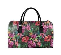 SEANATIVE Borsa da viaggio per il fine settimana per le donne Mens Duffle Totes PU Leather Bagagli Bag Grande Capacità Organizer Storage, Ibisco rosso.