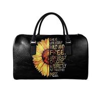 SEANATIVE Borsa da viaggio per il fine settimana per le donne Mens Duffle Totes PU Leather Bagagli Bag Grande Capacità Organizer Storage, Giallo su Nero