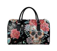 SEANATIVE Borsa da viaggio per il fine settimana per le donne Mens Duffle Totes PU Leather Bagagli Bag Grande Capacità Organizer Storage, Rosso su Nero