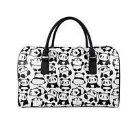 SEANATIVE Borsa da viaggio per il fine settimana per le donne Mens Duffle Totes PU Leather Bagagli Bag Grande Capacità Organizer Storage, Panda nero.