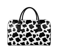 SEANATIVE Borsa da viaggio per il fine settimana per le donne Mens Duffle Totes PU Leather Bagagli Bag Grande Capacità Organizer Storage, Nero su bianco.