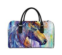 SEANATIVE Borsa da viaggio per il fine settimana per le donne Mens Duffle Totes PU Leather Bagagli Bag Grande Capacità Organizer Storage, Cavallo Viola
