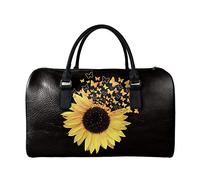 SEANATIVE Borsa da viaggio per il fine settimana per le donne Mens Duffle Totes PU Leather Bagagli Bag Grande Capacità Organizer Storage, Girasole giallo.