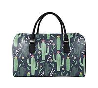 SEANATIVE Borsa da viaggio per il fine settimana per le donne Mens Duffle Totes PU Leather Bagagli Bag Grande Capacità Organizer Storage, Cactus verde.