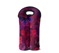 SEANATIVE Borsa da vino in neoprene porta bottiglie leggera per 2 bottiglie accessori per il vino, Farfalla Rossa, Organizer per borse