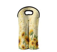 SEANATIVE Borsa da vino in neoprene porta bottiglie leggera per 2 bottiglie accessori per il vino, Vintage Girasole Musical, Organizer per borse