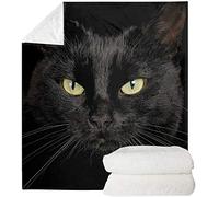 SEANATIVE Coperta da letto in flanella con stampa di gatto nero, super morbida, calda e soffice, coperta leggera e accogliente per divano letto