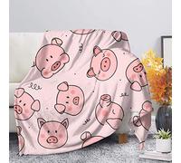 Seanative - Coperta in flanella con motivo maiale dei cartoni animati, per divano, auto, ufficio, lettura, TV, 3XL