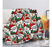Seanative - Coperta natalizia con stampa di Babbo Natale, pupazzo di neve, super morbida e calda, per decorare la casa, divano coperta, 3XL