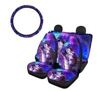 SEANATIVE Coprisedili per auto con stampa di lupo, con motivo animale, per donne e uomini, set completo di coprisedili anteriori e posteriori, universale, adatto alla maggior parte delle auto, camion,