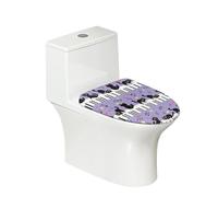 SEANATIVE Copriwater elasticizzato con stampa di un simpatico gatto, per la maggior parte dei coperchi del WC, in tessuto lavabile, colore: bianco e nero