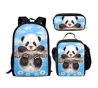 SEANATIVE ELEQIN - Set con borsa portapranzo, astuccio per ragazze, ragazzi, libri, studenti, con stampa di simpatici animali, Modello-20