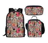 SEANATIVE ELEQIN - Set con borsa portapranzo, astuccio per ragazze, ragazzi, libri, studenti, con stampa di simpatici animali, Motivo-18