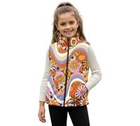 SEANATIVE Gilet in pile con cerniera per bambini, senza maniche, con colletto rialzato, cappotto autunnale con tasche per 2-12 anni, Fiori Hippie, 5-6 Years