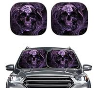 Seanative - Parasole con teschio di zucchero stampato, 2 pezzi per parabrezza auto, per mantenere il veicolo fresco