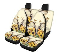SEANATIVE Plumeria - Set di 4 coprisedili universali per auto, motivo: elefante, girasole, anteriore e posteriore, per SUV, camion, furgoni, auto