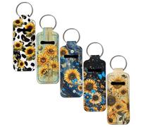 SEANATIVE Porta-rossetto, portachiavi per balsamo per le labbra, portatile, portachiavi tascabile con clip, Girasoli gialli, Taglia unica