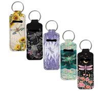 SEANATIVE Porta-rossetto, portachiavi per balsamo per le labbra, portatile, portachiavi tascabile con clip, Libellula, Taglia unica