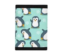 SEANATIVE Portafoglio carino per bambini, resistente, per banconote, monete, tasca per denaro, per ragazze e ragazzi, Pinguino in stile cartone animato., Taglia unica