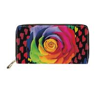 SEANATIVE Portafoglio con cerniera per donne e ragazze in pelle PU portamonete lungo porta carte di credito, Rosa arcobaleno., Taglia unica, Fermasoldi