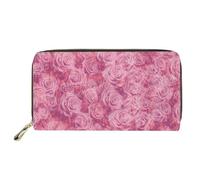 SEANATIVE Portafoglio da donna con blocco RFID, con chiusura a zip, pochette e portamonete, Rosa fiore, Taglia unica, Fermasoldi