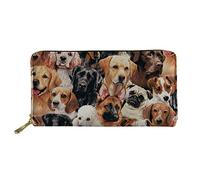 SEANATIVE Portafoglio da donna con cerniera in metallo, elegante borsa per cambio telefono, borsa per credito e supporto auto, Cucciolo di cane, Taglia unica, Fermasoldi