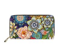 SEANATIVE Portafoglio da donna con cerniera in metallo, elegante borsa per cambio telefono, borsa per credito e supporto auto, Cavallo Boho, Taglia unica, Fermasoldi