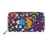 SEANATIVE Portafoglio da donna in pelle PU con cerniera e portamonete leggero porta carte di credito, Simpatico pollo., Taglia unica, Fermasoldi
