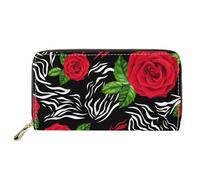 SEANATIVE Portafoglio da donna in pelle PU con cerniera e portamonete leggero porta carte di credito, Rosa rossa., Taglia unica, Fermasoldi
