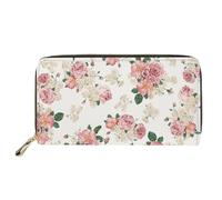 SEANATIVE Portafoglio da donna in pelle PU con cerniera e portamonete leggero porta carte di credito, Elegante motivo floreale., Taglia unica, Fermasoldi