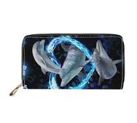 SEANATIVE Portafoglio da donna in pelle PU con chiusura lampo porta carte cellulare pochette, Delfino carino., Taglia unica, Fermasoldi