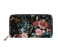 SEANATIVE Portafoglio da donna in pelle PU con chiusura lampo porta carte cellulare pochette, Fiore tropicale., Taglia unica, Fermasoldi