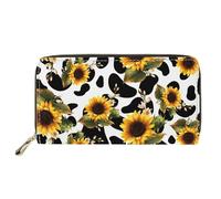 SEANATIVE Portafoglio da donna in pelle PU con chiusura lampo porta carte cellulare pochette, Mucca da latte., Taglia unica, Fermasoldi