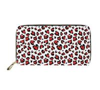 SEANATIVE Portafoglio in pelle per donne e ragazze, grande borsa da viaggio con cerniera, portamonete, porta carte, Leopardo Cuore, Taglia unica, Fermasoldi