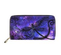 SEANATIVE Portafoglio in pelle PU per le donne Zip Around Borsa lunga del telefono delle signore Femminile Cassa di carta portatile, Libellula stellata, Taglia unica, Fermasoldi