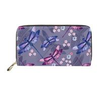 SEANATIVE Portafoglio in pelle PU per le donne Zip Around Borsa lunga del telefono delle signore Femminile Cassa di carta portatile, Fiore libellula., Taglia unica, Fermasoldi