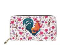 SEANATIVE Portafoglio in pelle PU per le donne Zip Around Borsa lunga del telefono delle signore Femminile Cassa di carta portatile, Fiore Gallo, Taglia unica, Fermasoldi