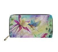 SEANATIVE Portafoglio in pelle PU per le donne Zip Around Borsa lunga del telefono delle signore Femminile Cassa di carta portatile, Colibrì, Taglia unica, Fermasoldi