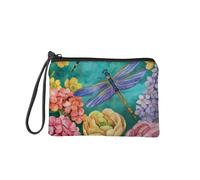 SEANATIVE Portamonete carino per ragazze, con cerniera, piccolo portafoglio da donna, portachiavi per viaggi e shopping, Elegante libellula, Organizer per borse
